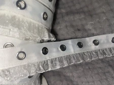 3 yards white grosgrain silver grommet sheer organza ruffle sewing trim 1.25"