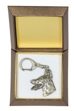 Dobermann - Portachiavi argentato con cane in confezione regalo, decorazione per