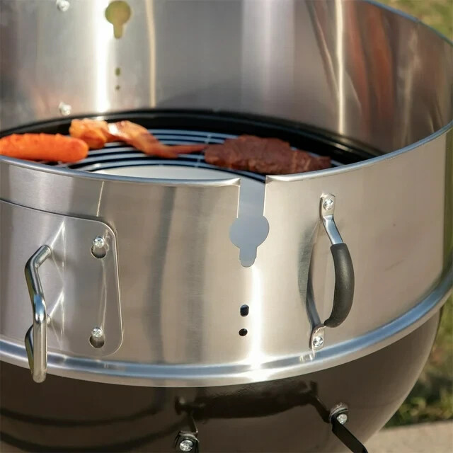 Charcoal BBQ 22Inch Kettle Grill Patio Pizza Kettle w/ Rotisserie Ring Backyard eBay