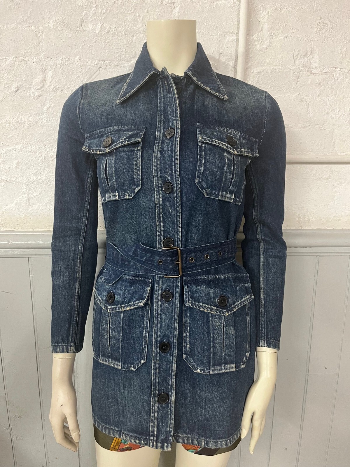 SAINT LAURENT Giacca Denim Navy Made in Italy Autentica YSL