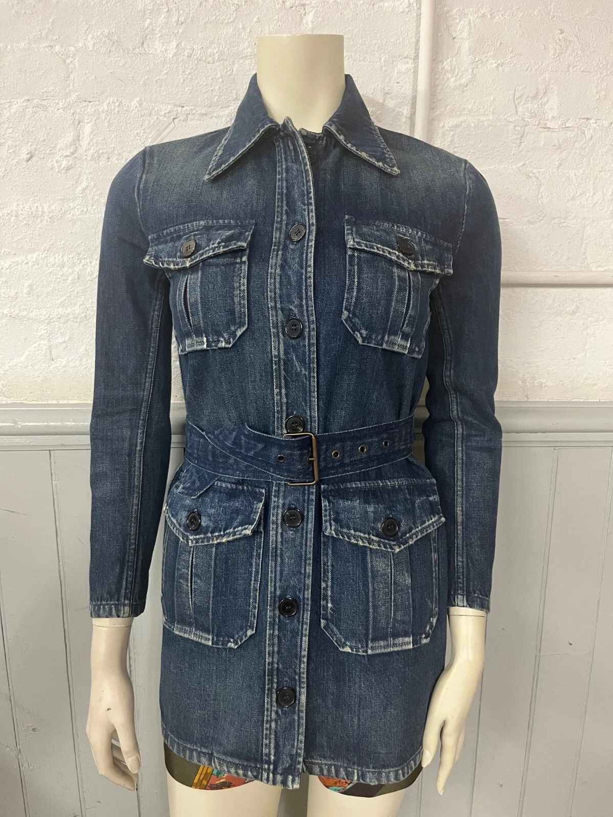 SAINT LAURENT (YSL) SAINT LAURENT Giacca Denim Navy Made in Italy Autentica YSL