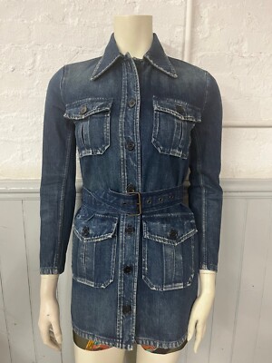 Saint Laurent, Denim Jacket, Women, Blue, S, Jackets, Cotton