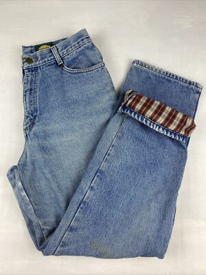 Cabelas Pants Womens Size 10 Regular Red Flannel Lined Denim Jeans