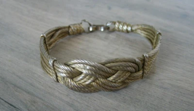 Bijou Fantaisie Bracelet doré noeud torsadé Vintage - Photo 1/4