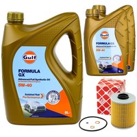 MotoröL Set Gulf Formula GX 5W-40 7 Liter + ÖLfilter FüR BMW 3Er Cabriolet