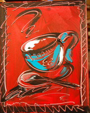 coffee  cup WALL Abstract Modern Original Oil Painting  CANVAS Drggu9g7t