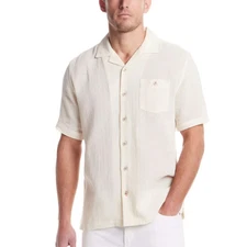 NEW Weatherproof Vintage Men's XL  Linen Short Sleeve Button-Down Shirt i1260