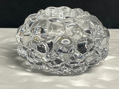 Orrefors Raspberry Votive Crystal Glass Candleholder Signed Vintage Glass Sweden