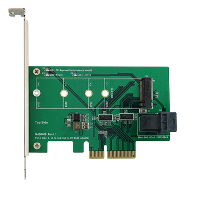 PCI-e 4-Lane to M.2 (PCI-e I/F) & Mini SAS HD (SFF-8643) Adapter