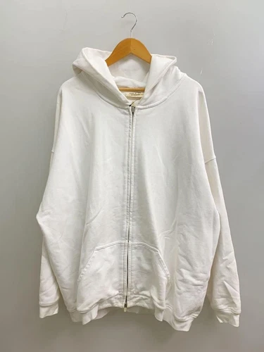 FEAR OF GOD FELPA CON CAPPUCCIO ZIP PAURA DI DIO XL COTONE BIANCO SOLIDO usata