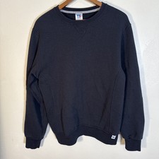 Vintage Russell Athletic Sweater Mens Medium Black Blank Crewneck Logo Label Tag