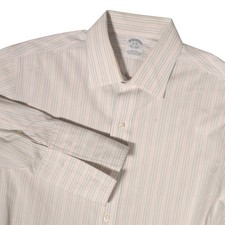 Brooks Brothers Button Up Shirt Stretch Slim Fit Tuxedo Cuff White Men 16-32