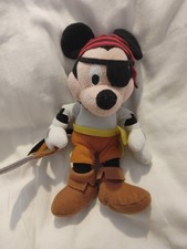 Disney Mickey Mouse Pirate Plush Stuffed Animal w/ Eyepatch Bandana Sword 2005