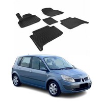 Omac Gummimatten FußMatten FüR Renault Scenic 2003-2009 TPE Automatte Schwarz 5X