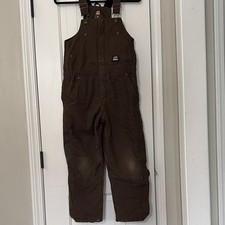 Berne Canvas Brown Workwear Coveralls Bib Overall Unisex size kids Med
