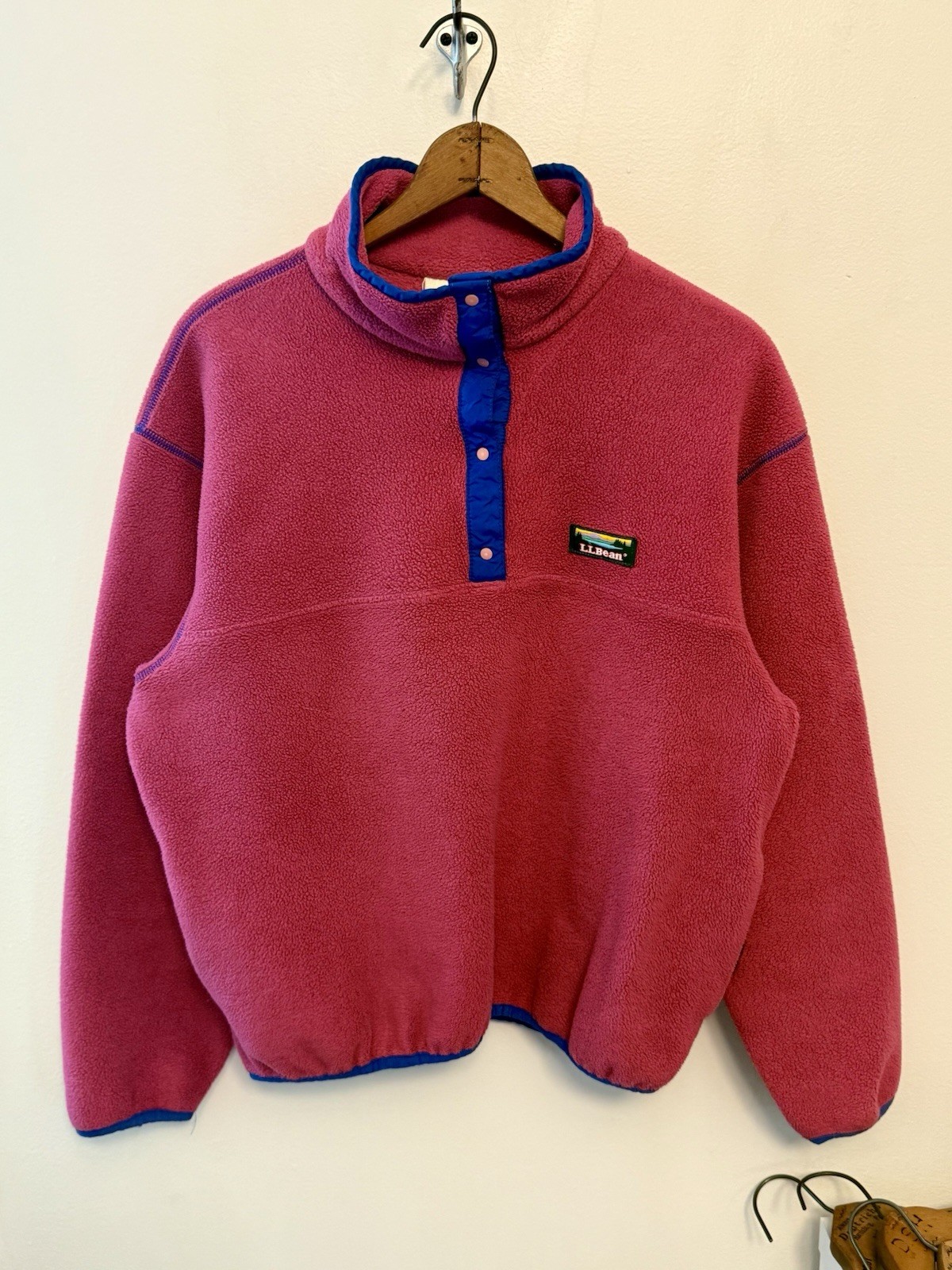 Vintage Womens Medium LL Bean Fleece Synchilla Pullover Snap Sweatshirt USA