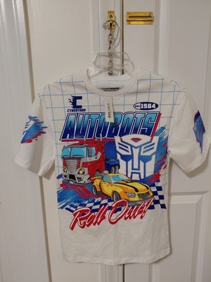 Transformers Autobots Roll Out AOP Shirt Size XS mens Optimus Prime Bumble Bee