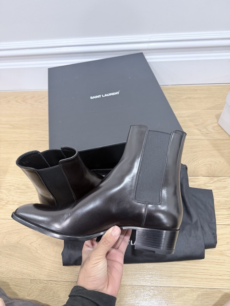 Saint Laurent Men's Leather Chelsea Boots Size 42 nwb Wyatt
