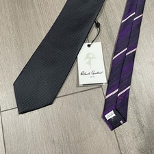 NWT $98 Robert Graham Men's Silk Neck Tie Black/Lavender Style Max 59” Dots