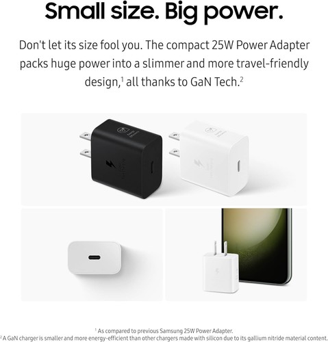 Samsung 25W Wall Charger Power Adapter, Cable Not Included, Super 25W, Black - Photo 3 sur 8