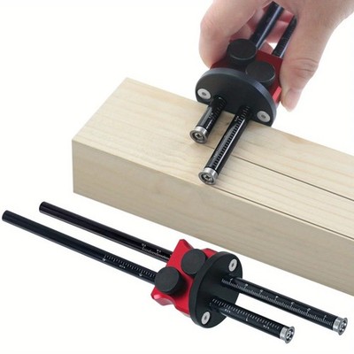 Double Head Wheel Marking Gauge Aluminum Woodworking Scriber Ruler Inch MM Scale