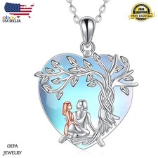 Mother Daughter Necklace 925 Sterling Silver Mom Heart Necklace for Women