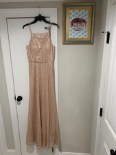 Morilee Madeline Gardner Dress Womens 12 Blush Sequin Formal Long Gown Evening