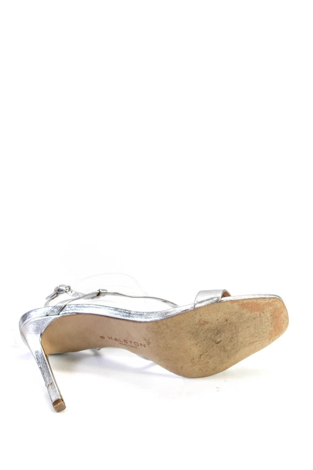 Женские кожаные сандалии на каблуках с ремешками Halston Heritage серебристые размер 9 - Изображение 4 из 4
