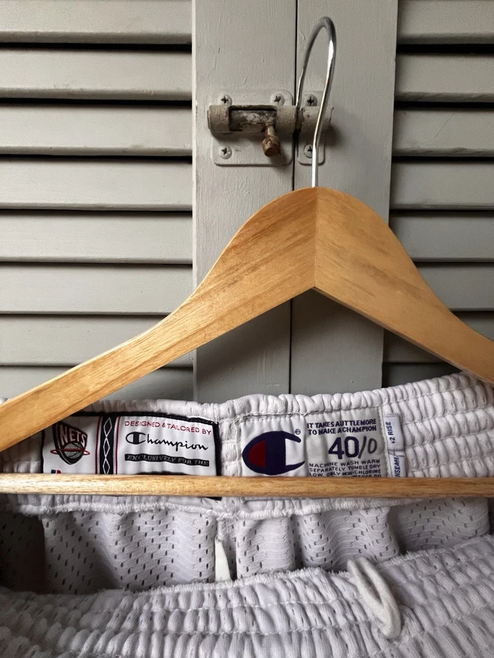 1997/1998 NJ Nets Sam Cassell Game Worn White Home Champion NBA Shorts (Size 40) - Image 4 of 4