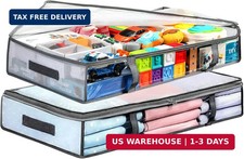 2 Pack Under Bed Storage Containers Bins, Humid-Proof Plastic Underbed Storage B