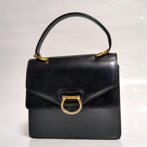 Celine Belt Bag Double Flap Handbag Leather Black Vintage Rare Luggage