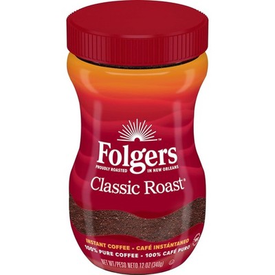 Folgers Classic Roast Instant Coffee Crystals, 12 Ounces