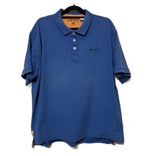 Orvis Signature Polo Shirt Men s XL Washed Blue Solid Heavy Short Sleeve