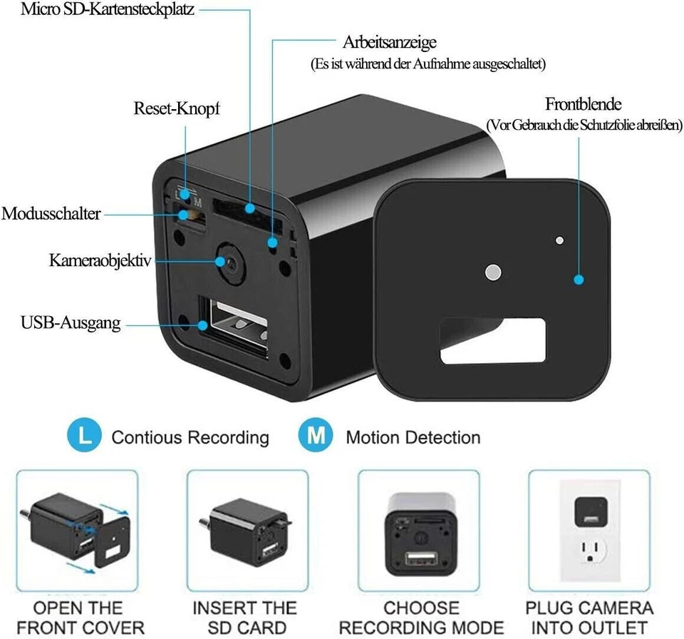 1080P HD Mini IP Kamera Wireless WLAN WiFi Kamera Überwachungkamera Cam USB  - Bild 4 von 4