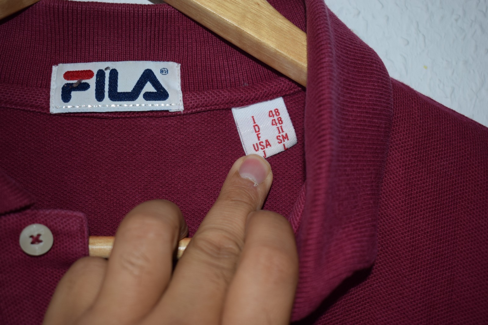 Vintage Fila Long Sleeve Polo Shirt - Burgundy / Maroon image 7