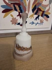Fenton Cameo Satin Glass 6" Bell with Budweiser Clydesdales Horses Decoration