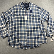 Izod Shirt Mens 2XL Button Up Plaid Harbor Twill Flannel Wicking Relaxed NWT