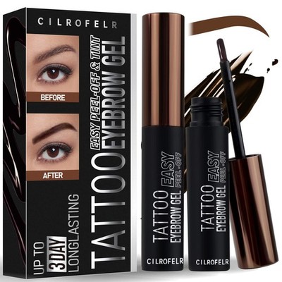 Cilrofelr Tattoo Peel Off Eyebrow Gel, Easy 0.1 Fl Oz (Pack of 2), Brown 