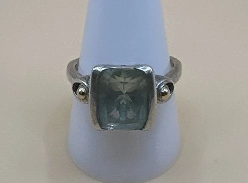 Vintage 925 Sterling Silver Light Blue Stone Ring  /Size 10.25
