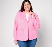 Susan Graver Women's Jacket Sz XL Weekend Heathered Twill Pale Blush A634075