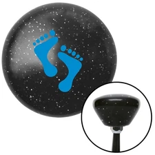 Blue Bare Feet Black Retro Metal Flake Shift Knob w/ M16x1.5 Insert Shifter