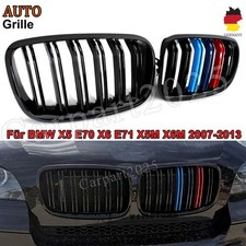 M-Farbe Doppelsteg Kühlergrill Glanz Schwarz 2x Für BMW X5 E70 X6 E71 07-13 DHL