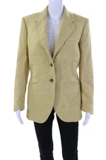 Trussardi Womens Wool Notch Collar Button Up Blazer Jacket Yellow Size 42