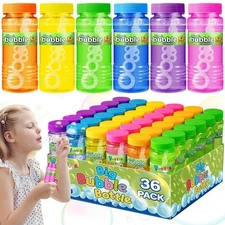 36 Pack Bubble Bottles with Wands in 6 Colors, 4oz Bubbles Solution, Bubble P...