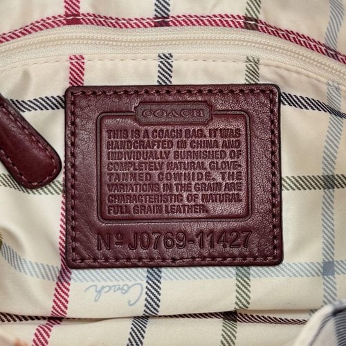 COACH Bleeker Legacy Tattersall Flap Shoulder Bag Bordeaux Leather USED B607 - Picture 11 of 12