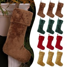 12 Pcs Christmas Stocking 18'' Bulk Thick Plush Fabric Hanging Christmas Stoc...