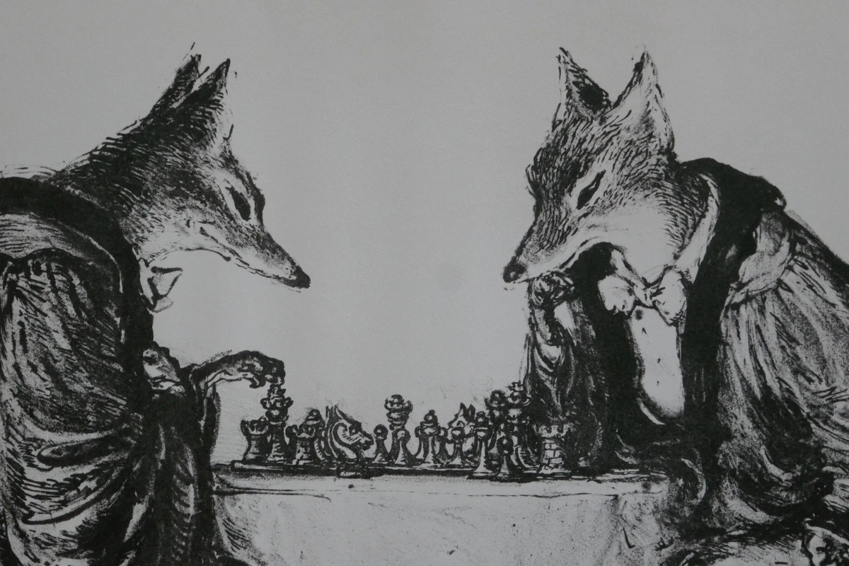 A. Paul Weber, Original Lithographie 1978, signiert, Die beiden Anwälte