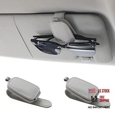 Magnetic Leather Sunglasses Holder for Car, 2 Packs Magnetic Silver Grey