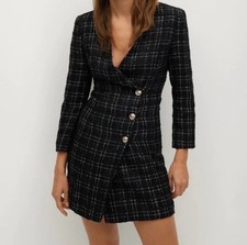Chic Black Tweed Blazer Dress – Structured & Stylish Elegance