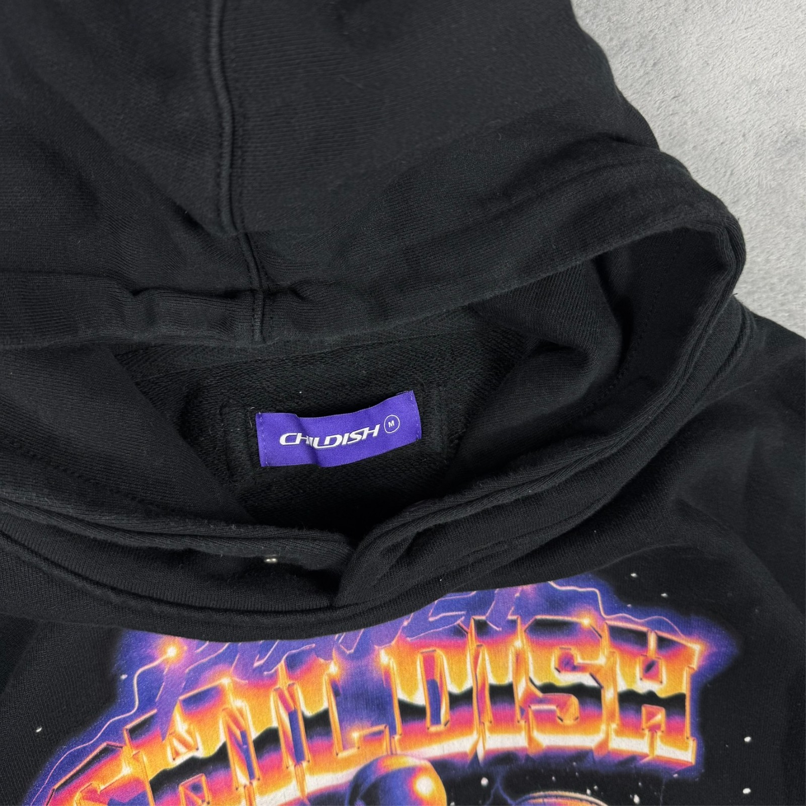 VTG Childish TGF Bros Planet Spaceman Black Heavyweight Oversized Medium Hoodie image 5
